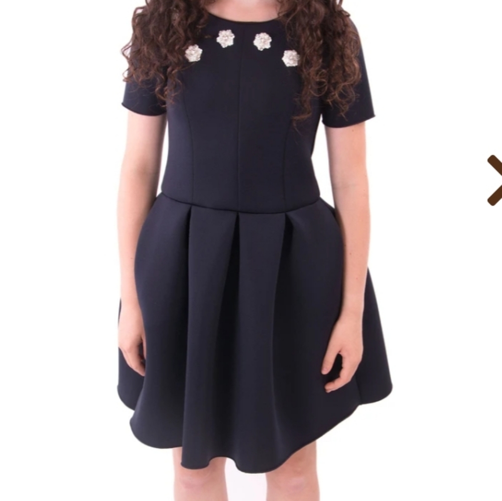 Zoe Ltd navy blue flowers beaded dress gown 14 16 18